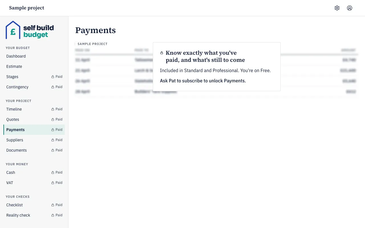 The Payments page on Free for a partner, asking the owner to subscribe